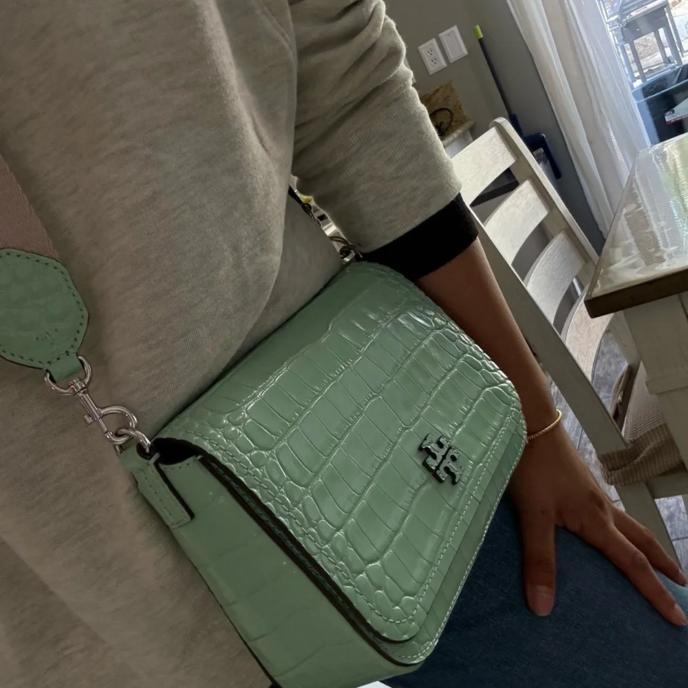 Tory Burch THEA EMBOSSED FLAP CROSSBODY / shoulder in NORTHERN LIGHTS color